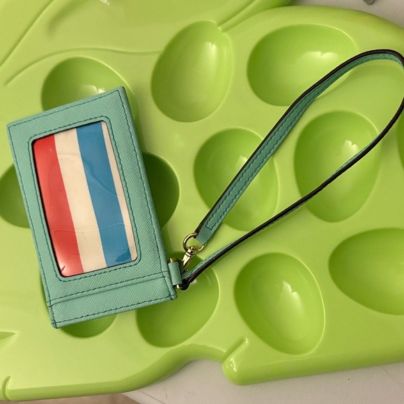 Kate Spade Aqua Card Holder with Black Strap - Picture 3 of 3